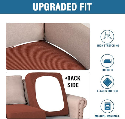 H.VERSAILTEX Stretch Couch Cushion Covers Individual Seat Sofa Chair Slipcovers Cushion Protector Cover Featuring Jacquard Textured Twill Fabric(1 Cushion Chair Cover, Rust)