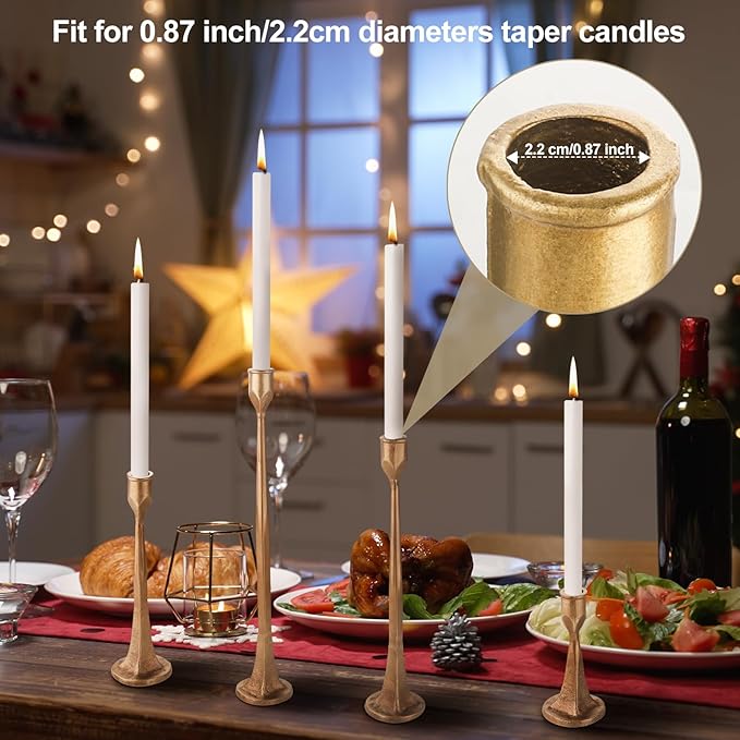 Iron Taper Candle Holder - Set of 4 Decorative Candle Stand - Candlestick Holder Set for Wedding, Dinning, Party