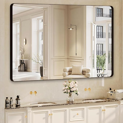 Bathroom Mirrors for Over Sink,60x36Inch Vanity Mirrors for Wall,Black Metal Frame Rectangle Mirrors for Bathroom Farmhouse,Restroom,Hangs Horizontally or Vertically