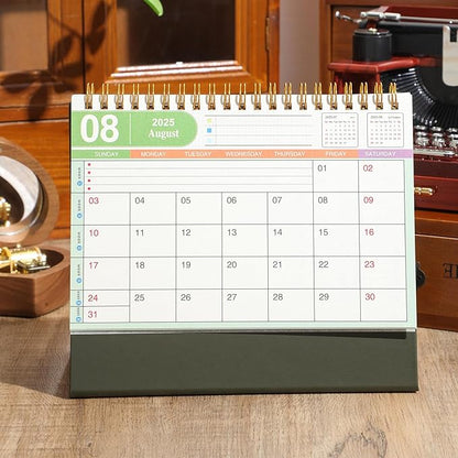 Small Desk Calendar 2025-2026, Use Now to Dec 2026, Standing Flip Desktop Calendar with To-do List & Notes, Academic Year Desk Calendar with Stickers, Monthly Calendar for Home Office (Green)
