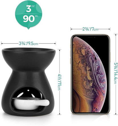 ComSaf Essential Oil Burner Wax Melt Burners Set of 1, Aromatherapy Aroma Burner Ceramic Oil Diffuser Candle Tealight Holder Home Bedroom Decor Christmas Housewarming Gift, Black