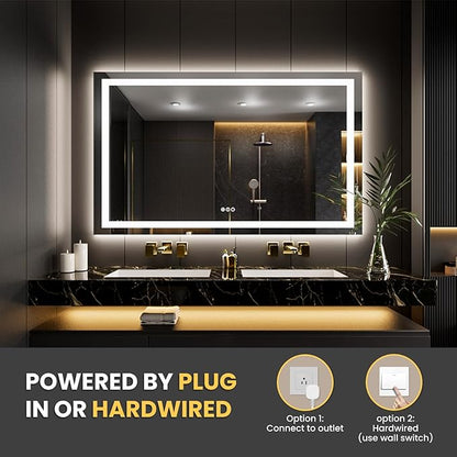 LOAAO 80"X40" LED Mirror for Bathroom, Lighted Bathroom Mirror with Lights, Anti-Fog, Dimmable, Memory Function, Easy to Install, Clear Reflection