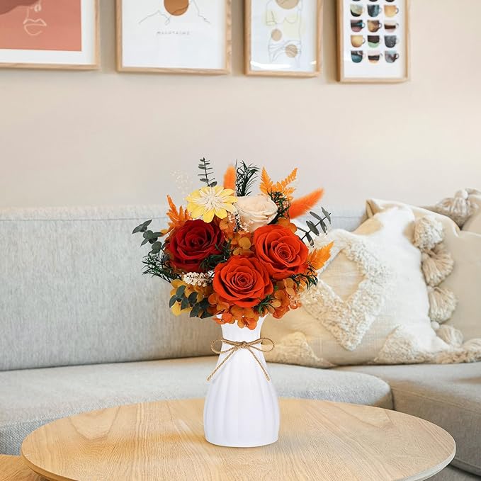 Flowers for Delivery Prime Real Preserved Flowers Bouquet That Last 3-5 Years Forever Roses Flowers Bouquets Gifts for Mom Anniversary Thanksgiving Birthday Women Grandma Wife Friends Gift (Orange)