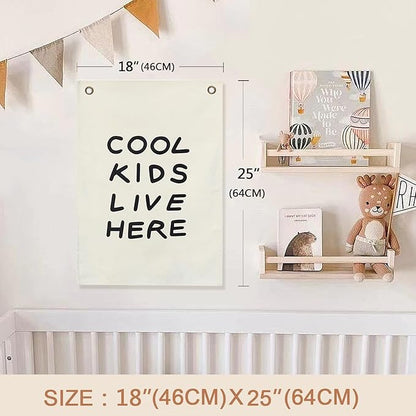 2 Pcs Canvas Banner Hanging Flag Banner for Nursery and Playroom Wall Décor for Kids Trendy Room Décor for Boys and Girls(2blankI)