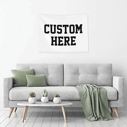 Custom Wall Tapestry Personalized Image Text Custom Tapestry Wedding Funny Backdrop 37''W X 29''L Tapestries, White,Dormitory