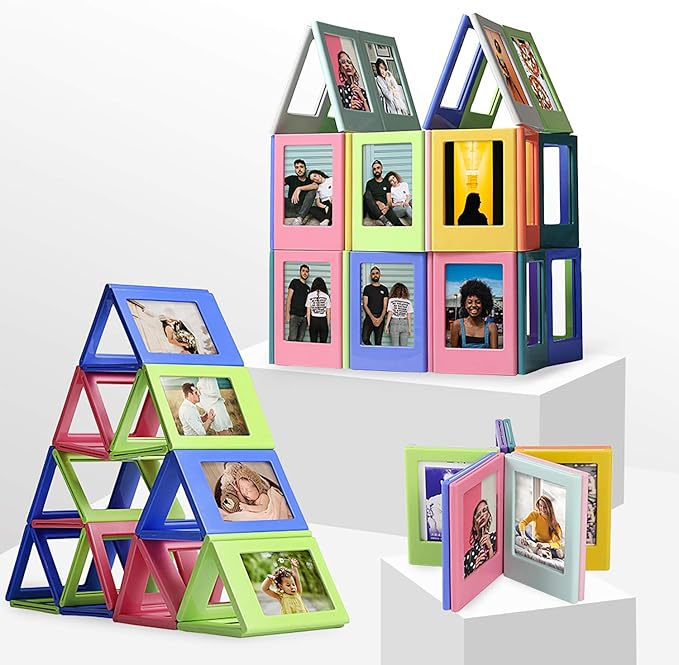 Magnetic Photo Frames for Instax Mini 2.5“x3.5” – 10-Pack Colorful Polaroid Frames, Strong Refrigerator Magnets for Fridge, Locker & Dorm Decor