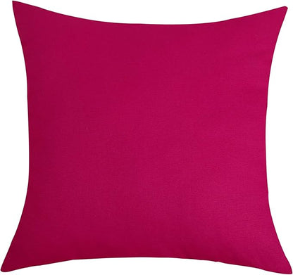 TangDepot Set of 2 Handmade Decorative Solid 100% Cotton Canvas Throw Pillow Covers/Cushion Covers, 45 Colors Available - (16"x16" 2 Pieces, Brilliant Rose)
