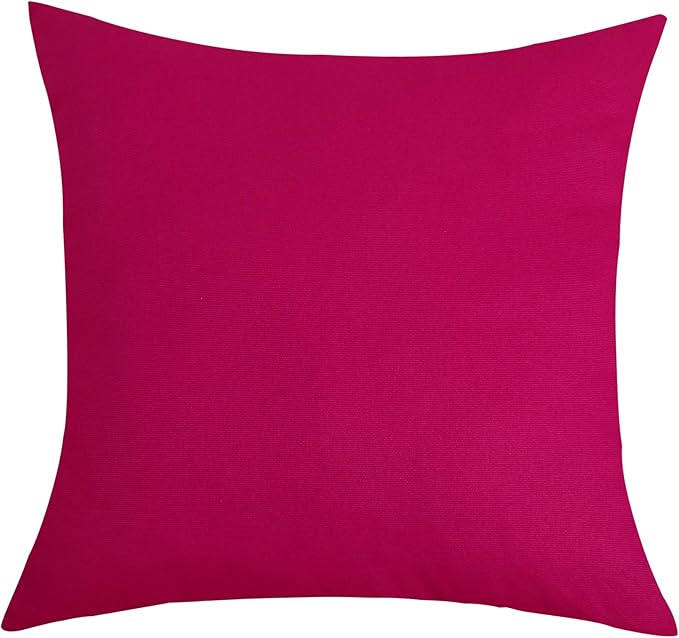 TangDepot Cotton Solid Throw Pillow Covers, 22" x 22" , Brilliant Rose, 1 Count (Pack of 1)