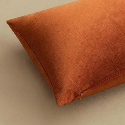 MIULEE Pack of 2 Rust Pillow Covers 18x18 Inch Decorative Velvet Throw Pillow Covers Modern Soft Couch Throw Pillows Farmhouse Home Decor for Sofa Bedroom Living Room