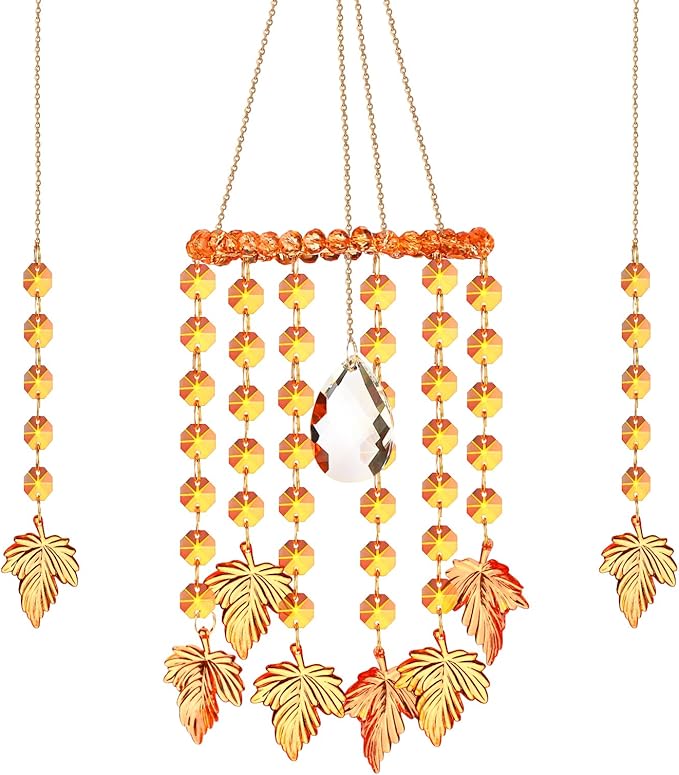 Suncalla 3 Pcs Crystal Suncatchers for Window Sun Catchers Hanging Wind Chime with Chain Rainbow Indoor Outdoor Decor Plant Lover Gift