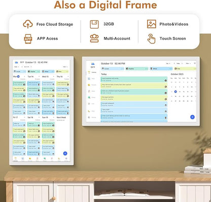 24-inch Digital Calendar for Family-Business-Planner - Touchscreen Interactive Display Smart Electronic Calendar, Auto-Sync Google iCloud Outlook Calendars, Selectable Reminders for Father and Mother
