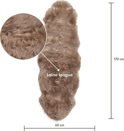 Real Sheepskin Rug 2x6 ft | Sheepskin Rugs for Living Room and Sofa | Bedside Rugs for Bedrooms | Large Fluffy Rug is Breathable & Heat-regulating in Color Light Brown