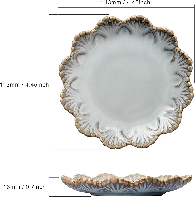Ceramic Jewelry Dish, Decorative Tray for Rings Earrings Necklaces Bracelet Watch Keys, 4.50" Trinket Tray as Gifts for Women (Reactive Shell)