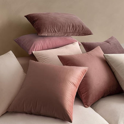 MIULEE Velvet Throw Pillow Covers 20x20 Inch, Pack of 2 - Jam, Soft Solid Decorative Pillow Covers Cushion Cases Modern Luxury Home Decor for Spring Couch Sofa Bedroom Livingroom