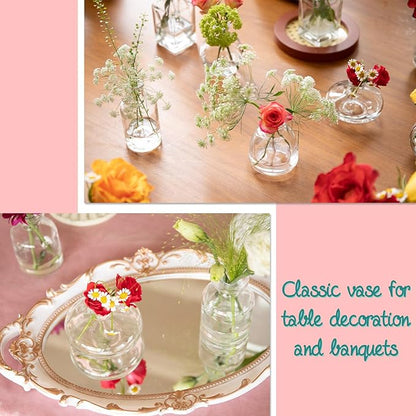 Bud Vases Set of 24, Glass Bud Vase in Bulk, Clear Bud Vases for Centerpieces, Small Vases Flowers Vintage Vases for Rustic Wedding Home Decor Floral Arrangements Mini Glass Bud Vase