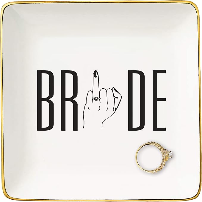 NZY Funny Engagement Gift for Bride,Newly Engaged Gift for Woman,Future Mrs,Bride to Be-Bridal Shower Gifts-Bachelorette Party Present for Women-Wedding-Ceramic Jewelry Tray Trinket Holder Ring Dish