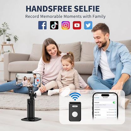 Auto Face Tracking Tripod 360 Rotation iPhone Desk Stand. Cell Phone Photo Vlogging Kit with Remote & Gesture Control. Rechargeable Smart Shooting Selfie Fill Light Stand for Live Record Tiktok No App