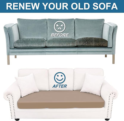 Smiry Printed Couch Cushion Covers, Stretch Soft Couch Covers for Sofa, Washable Non-Slip Sofa Slipcover Furniture Protector for Indoor and Outdoor (2 Pack, Mocha)