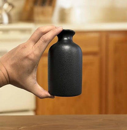 Ceramic Black Small Vase, Dry Flower Vases Minimalism Style for Modern Table Shelf Fit Fireplace Bedroom Kitchen Living Room Home Decor (Black, Medium)