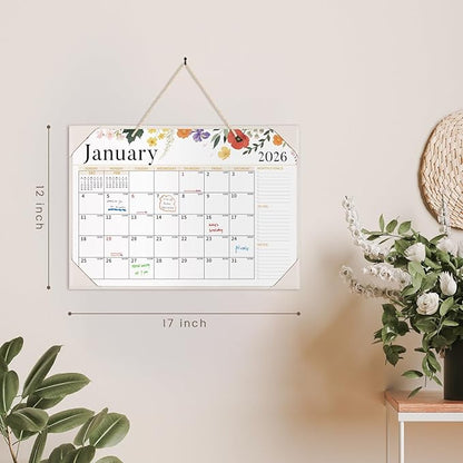 Ospelelf Desk Calendar 2026-2027 Wall Monthly Planner 12"x17" Leather Pad with Protective Cover 18 Months January 2026 - June 2027 White Floral