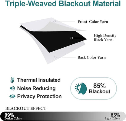ChrisDowa Grommet Room Darkening Curtains for Bedroom and Living Room - 2 Panels Set Thermal Insulated Blackout Curtains (Greyish White, 38W x 45L)