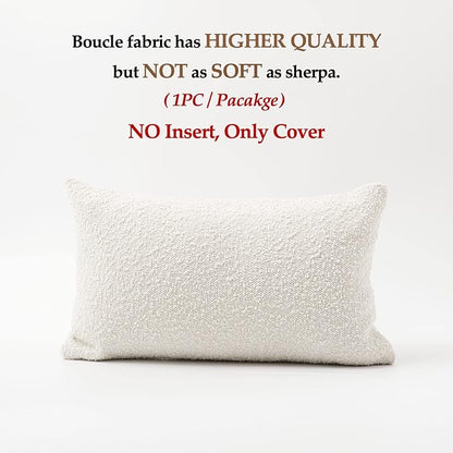 DOMVITUS Boucle Pillow Covers 12x20 Luxury Throw Pillow Covers Decorative Pillows for Bed Sofa Pillows for Living Room Accent Couch Pillows Soft Cushion Case, 1PC, Ivory