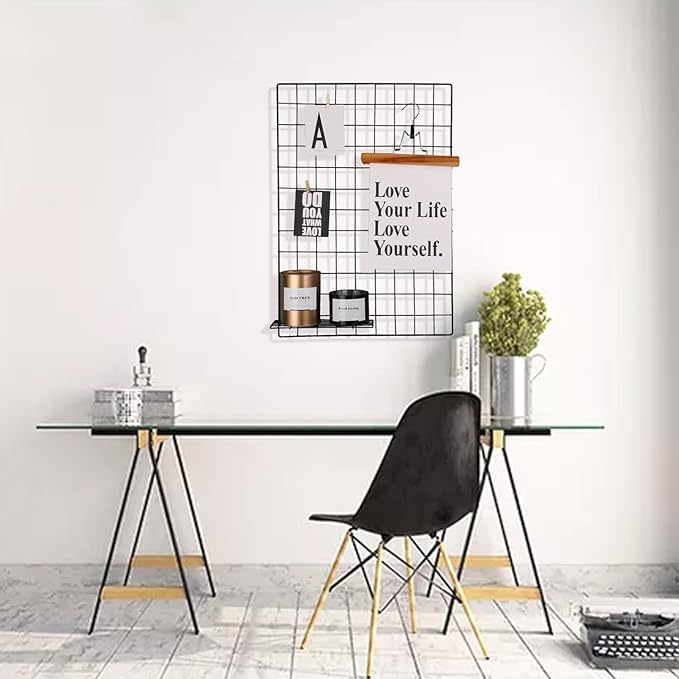 Kaforise Wire Wall Grid Panel, Multifunction Painted Photo Hanging Display and Wall Storage Organizer, Pack of 2, Size 25.6x17.7inch, Black