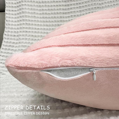 2 Pack 18x18 Pillow Cover Velvet Pillow Covers, Faux Fur Square Throw Pillow Covers for Living Room Decorations Throw Pillow Case, Throw Pillow Cover Cushion Cover for Home Sofa Bedroom Car, Pink