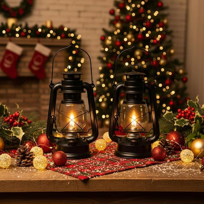 Honoson 4 Pieces Oil Lamp Hurricane Lamp Kerosene Lantern for Indoor Outdoors Decorative Hanging Oil Lantern with Wick for Hiking Emergency Camping Party Decoration(Black,8 Inch)