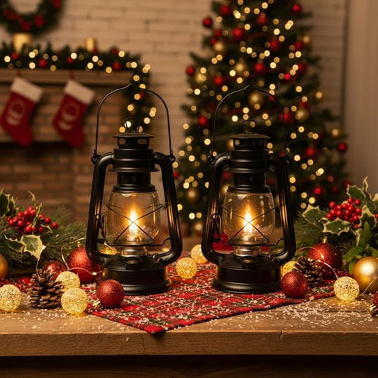 Honoson 4 Pieces Oil Lamp Hurricane Lamp Kerosene Lantern for Indoor Outdoors Decorative Hanging Oil Lantern with Wick for Hiking Emergency Camping Party Decoration(Black,8 Inch)