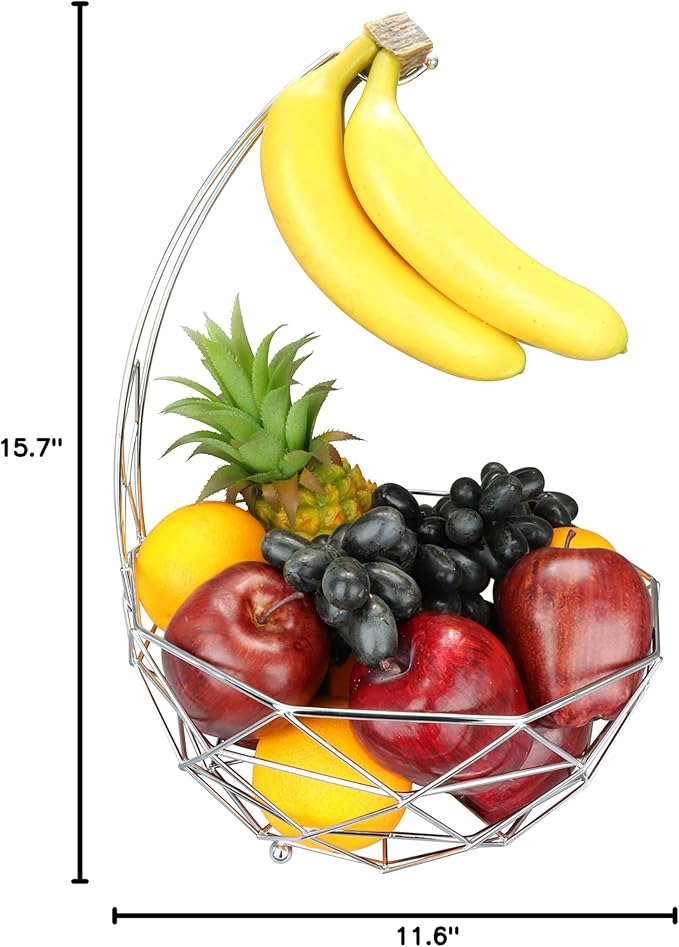 ROSYLINE Fruit basket banana hanger, removable banana hanger, home decoration (chrome)