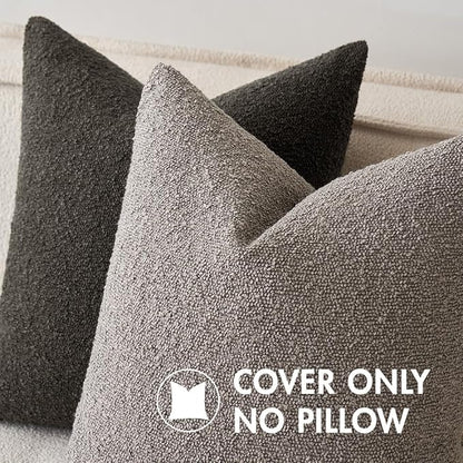 MIULEE 12x20 Inch Decorative Lumbar Throw Pillows for Bed Set of 2 Textured Boucle Neutral Winter Throw Pillow Covers Dark Coffee Accent Solid Pillowcases Sofa Livingroom Home Decor