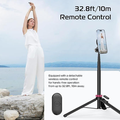ULANZI 61'' Magnetic Selfie Stick Phone Tripod with Wireless Remote, Extendable Cell Phone Holder Stand, Compatible with MagSafe, Cellphone Tripod for iPhone 17 16 15 14 13 12 and Android Phones