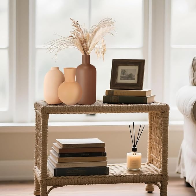3 Pcs Ceramic Vases Modern Terracotta Vase Brown for Home Decor Round Matte Boho for Table Decor Living Room Minimalist Nordic Centerpiece Decorations