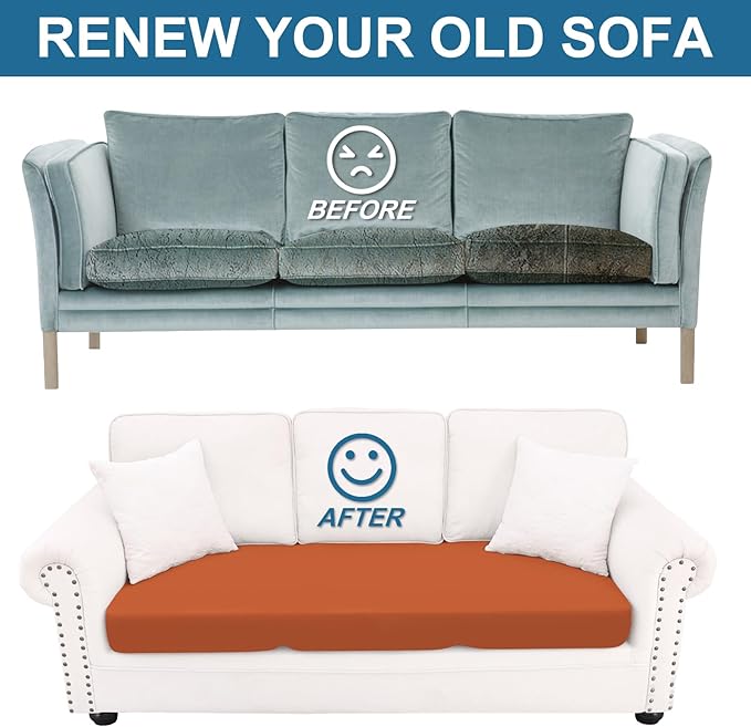 Smiry Printed Couch Cushion Covers, Stretch Soft Couch Covers for Sofa, Washable Non-Slip Sofa Slipcover Furniture Protector for Indoor and Outdoor (2 Pack, Rust)