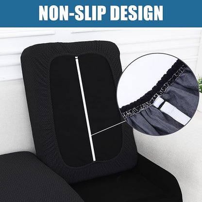 Smiry Waterproof Couch Cushion Covers, Stretch Jacquard Thick Sofa Cushion Covers, Washable Seat Slipcover Elastic Furniture Protector for Pets, Kid (2PC, Black)