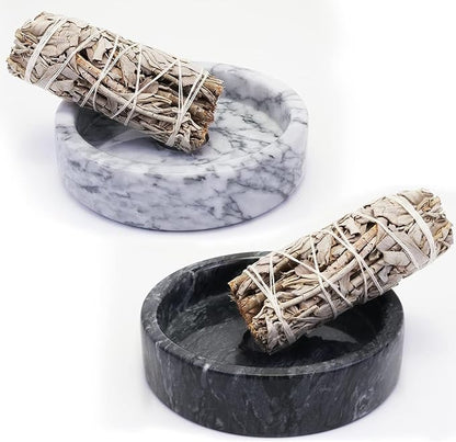 Handmade Natural Marble Incense Holder for Sticks and Cones-with 9 Holes,Multi-Functional Incense Burner Holder for Incense Sticks and Cones,Perfect Home Decor(Black Marble, 4.7inch