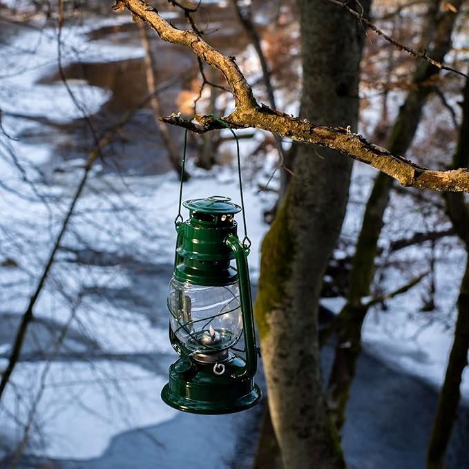 Honoson 4 Pieces Oil Lamp Hurricane Lamp Kerosene Lantern for Indoor Outdoors Decorative Hanging Oil Lantern with Wick for Hiking Emergency Camping Party Decoration(Green,8 Inch)