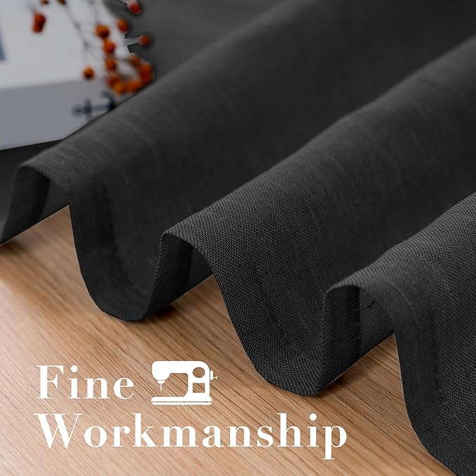 H.VERSAILTEX Linen Curtains Natural Blended Curtain Panels for Living Room/Light Reducing Linen Semi Sheer Curtains 54 inch Length 2 Panels Set Nickel Grommet Window Panels, 52" x 54", Black