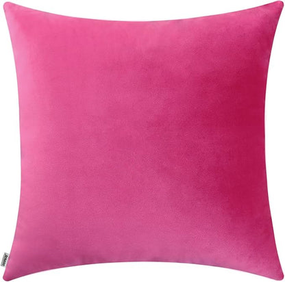 Jeneoo Comfy Soft Thick Velvet Throw Pillow Covers for Sofa Couch, Decorative Solid Square Cushion Cases for Bedroom Car (Hot Pink, 24 x 24 Inches, 1 Piece)