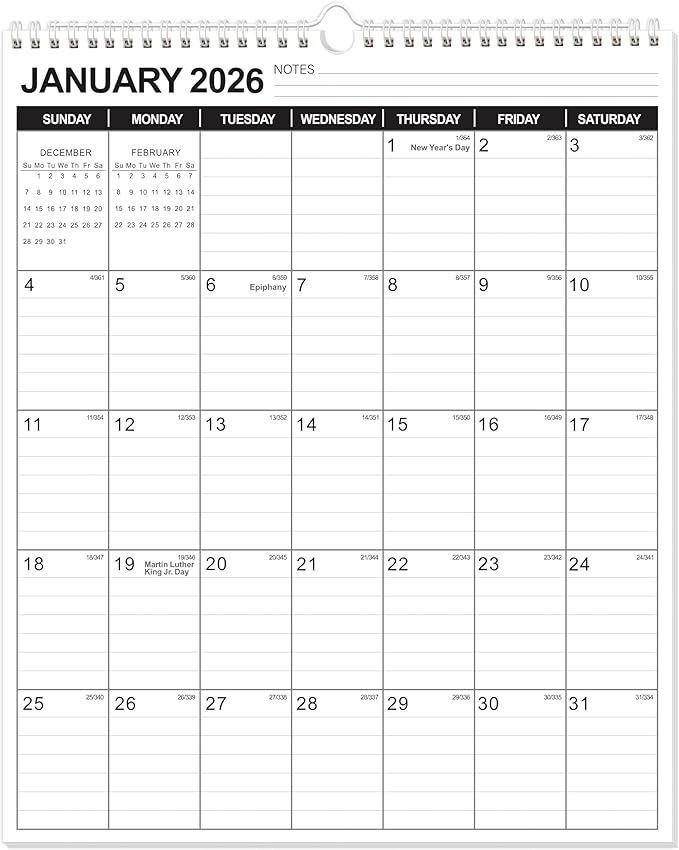 OuMuaMua Wall Calendar 2026, 11.5" X 14" 18-Month Vertical Wall Calendar 2026-2027, Runs From 2026 Jan - 2027 Jun with Thick Paper Spiral Bound For School Home Office Organizing