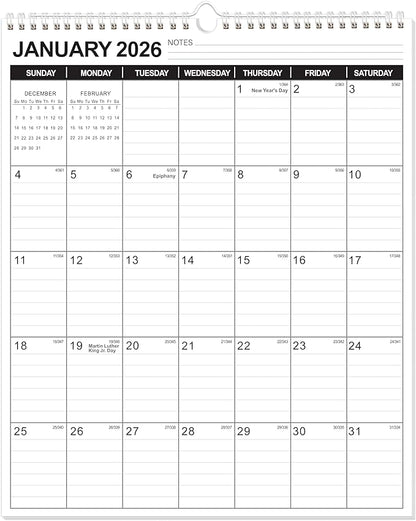 OuMuaMua Wall Calendar 2026, 11.5" X 14" 18-Month Vertical Wall Calendar 2026-2027, Runs From 2026 Jan - 2027 Jun with Thick Paper Spiral Bound For School Home Office Organizing