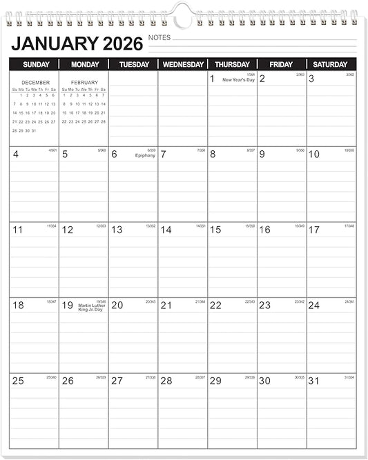OuMuaMua Wall Calendar 2026, 11.5" X 14" 18-Month Vertical Wall Calendar 2026-2027, Runs From 2026 Jan - 2027 Jun with Thick Paper Spiral Bound For School Home Office Organizing