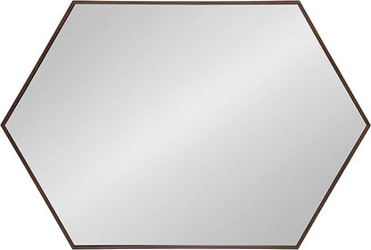 Kate and Laurel Rhodes Hexagon Wall Mirror, 24.75 x 36.75-Inches, Walnut Brown