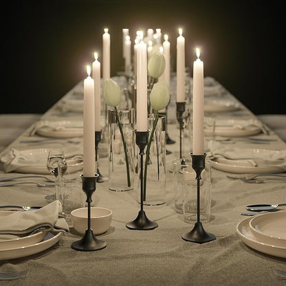FSyueyun Black Candle Holder Set of 6, Elegant Metal Candlestick Holders for Vintage Taper Candle Holders, Perfect for Table Centerpieces, Fireplace Mantels, Home Decor, Weddings and Party Decorations