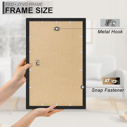 Engineered Wood 17x24 Picture Frame Set of 3, Black Frame for 17 x 24 Inch Picture Poster Photo, Light Weight 17 by 24 Frame with Wood-grain for Wall - 3 Pack/Black/17 x24