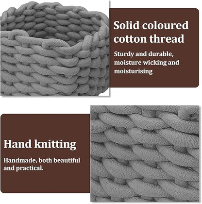 Small Woven Basket, Gray Small Basket Mini Cotton Rope Baskets for Little Items, Square Cute Baskets for Baby Room, Nursery, Bedroom