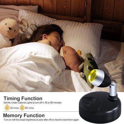 Wireless LED Spotlight Indoor Color Changing Battery Operated Mini Up Light Stick On Anywher with Timer & Dimmer 60 Lumens 13 RGB Colour for Display Artwork Home Decor