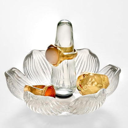 Crystal Ring Holder Decorative Jewelry Tray Valentine Engagement Wedding Birthday Gifts for Women (Flower)