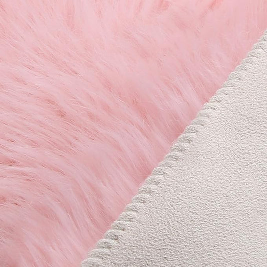 duduta Pink Faux Sheepskin Rugs 2x3 ft, Faux Fur Chair Seat Covers Fluffy Shag Throw Rugs Machine Washable